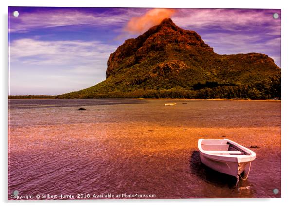 Tranquil Le Morne Brabant: Mauritius' Gem Acrylic by Gilbert Hurree