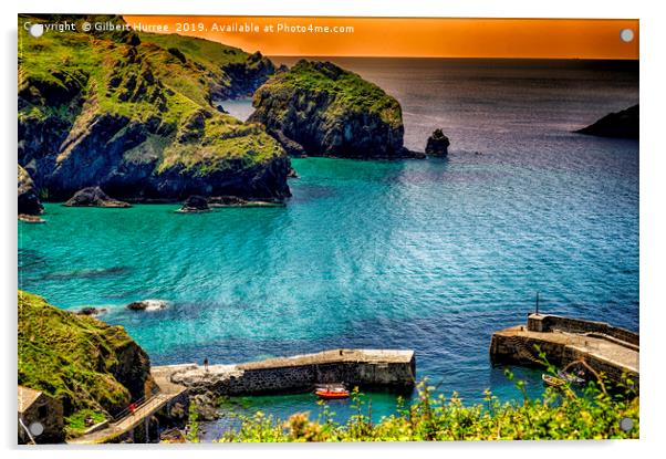 Captivating Cornish Coastline: Mullion Cove Acrylic by Gilbert Hurree