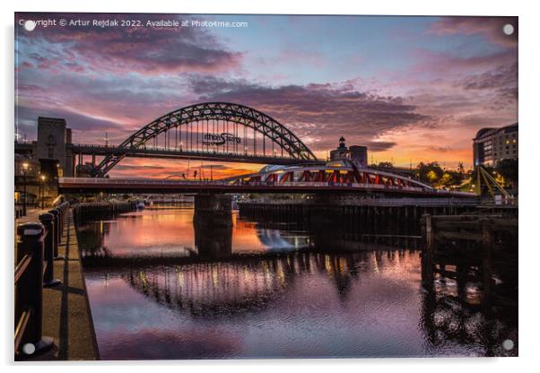 Good morning Newcastle - city ​​of bridges #3 Acrylic by Artur Rejdak