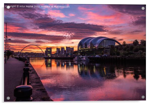 Good morning Newcastle - city ​​of bridges #4 Acrylic by Artur Rejdak