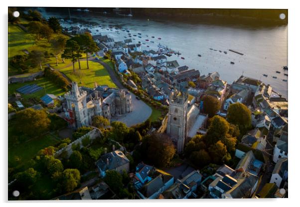 Fowey Church and Place House Acrylic by Apollo Aerial Photography