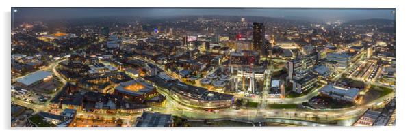 Sheffield City At Night Acrylic by Apollo Aerial Photography