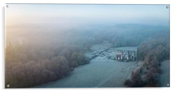 Roche Abbey Morning Mist Acrylic by Apollo Aerial Photography