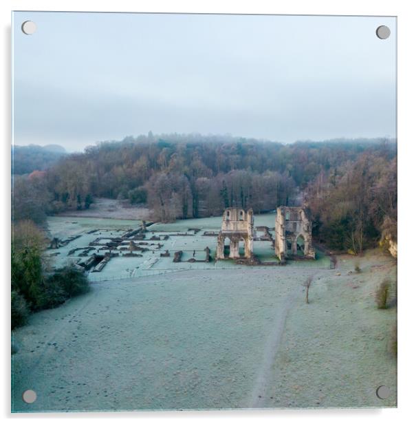 Roche Abbey Morning Mist Acrylic by Apollo Aerial Photography