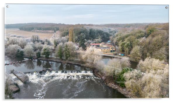 Sprotbrough The Boat Inn and Weir Acrylic by Apollo Aerial Photography