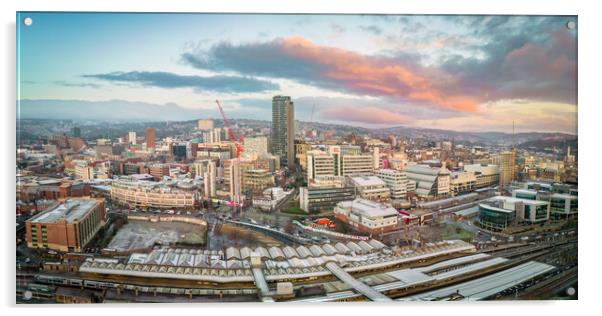 Sheffield Skyline Sunrise Acrylic by Apollo Aerial Photography