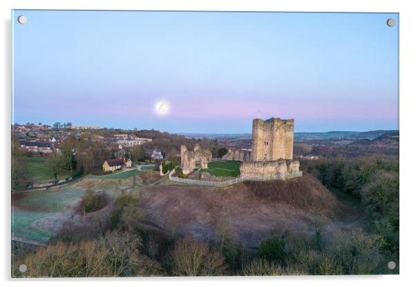 Conisbrough Castle Full Moon Acrylic by Apollo Aerial Photography