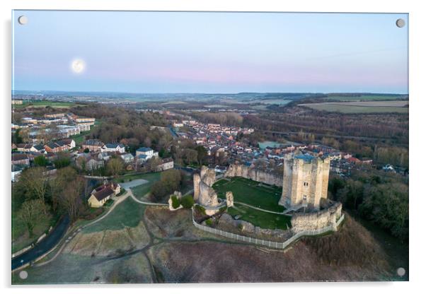 Conisbrough Castle Full Moon  Acrylic by Apollo Aerial Photography