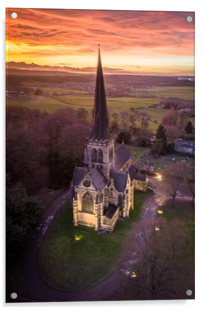 Wentworth Church Sunset Acrylic by Apollo Aerial Photography