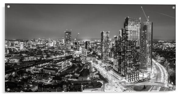 Manchester Black and White Acrylic by Apollo Aerial Photography