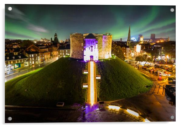 Cliffords Tower York Castle Aurora Acrylic by Apollo Aerial Photography