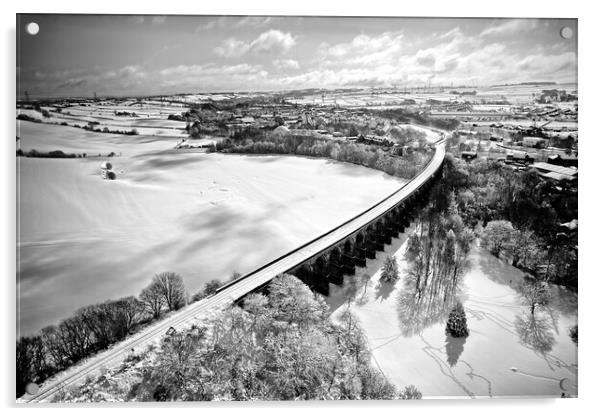 Penistone Viaduct Black and White Acrylic by Apollo Aerial Photography
