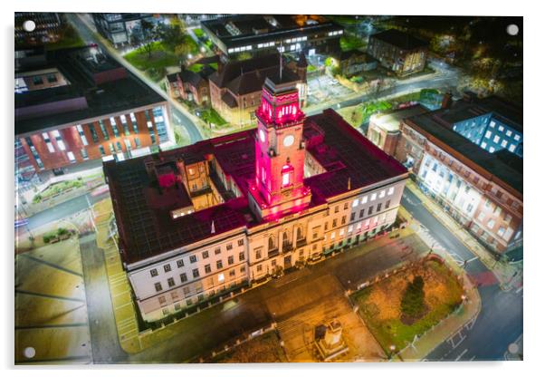 Barnsley Town Hall building Acrylic by Apollo Aerial Photography