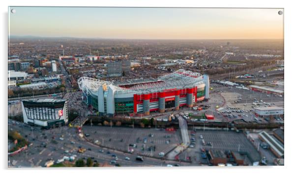 Old Trafford Sunset Acrylic by Apollo Aerial Photography