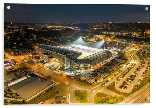 Elland Road Under The Lights Acrylic by Apollo Aerial Photography