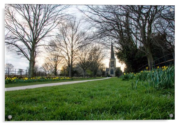 Wentworth Church Daffodils Acrylic by Apollo Aerial Photography