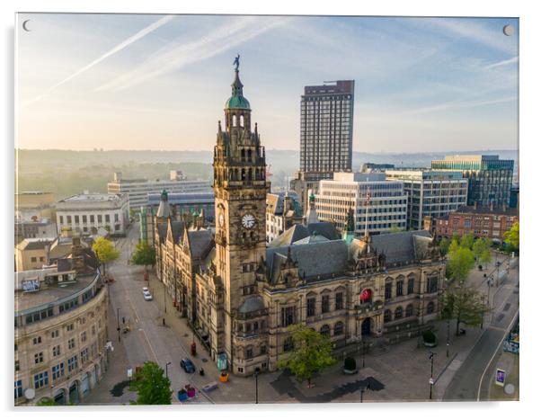 Sheffield Town Hall Sunrise Acrylic by Apollo Aerial Photography