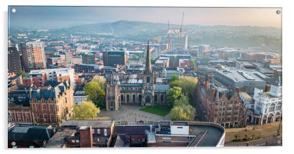 Sheffield Cathedral Sunrise Acrylic by Apollo Aerial Photography