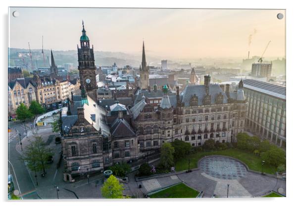 Sheffield Town Hall and Peace Gardens Acrylic by Apollo Aerial Photography