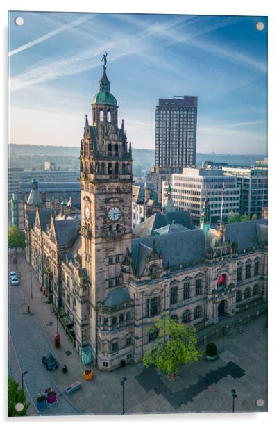 Sheffield Town Hall Clock Tower Acrylic by Apollo Aerial Photography