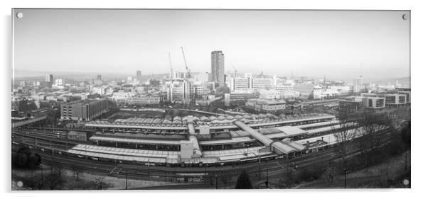 Sheffield Skyline Black and White Acrylic by Apollo Aerial Photography