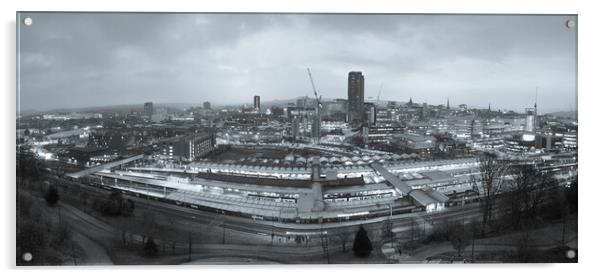 Sheffield Skyline Black and White Acrylic by Apollo Aerial Photography
