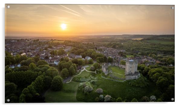 Conisbrough Castle Sunset Acrylic by Apollo Aerial Photography