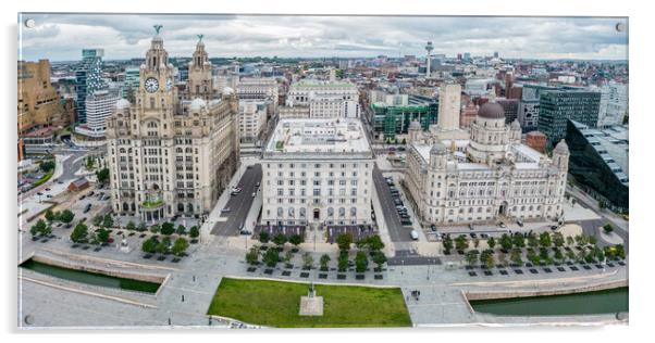 Liverpool Three Graces  Acrylic by Apollo Aerial Photography