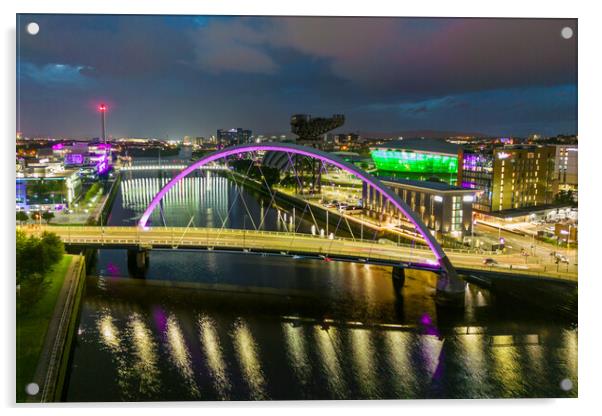 The Clyde Arc Bridge at Night Acrylic by Apollo Aerial Photography