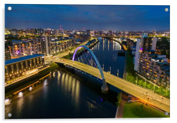 Clyde Arc Bridge at Night Acrylic by Apollo Aerial Photography