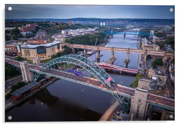 Newcastles Famous Bridges Acrylic by Apollo Aerial Photography