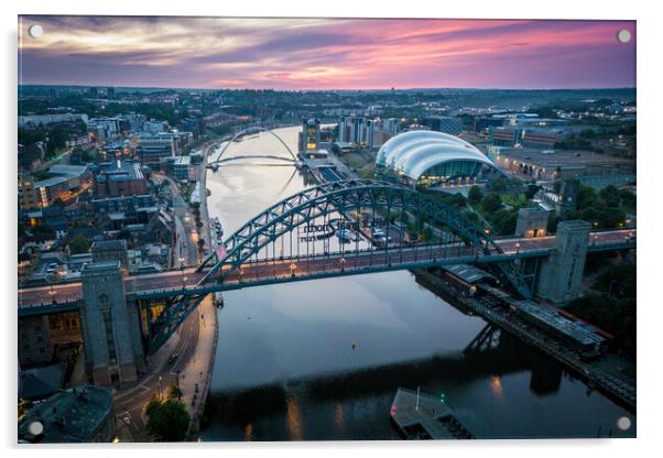 Tyne Bridges at Dawn Acrylic by Apollo Aerial Photography
