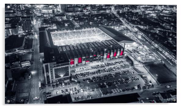 Bramall Lane Red Acrylic by Apollo Aerial Photography