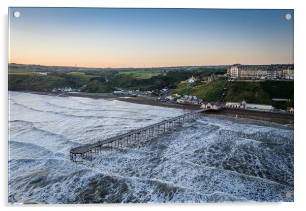 Saltburn Pier Kissed By The Waves Acrylic by Apollo Aerial Photography