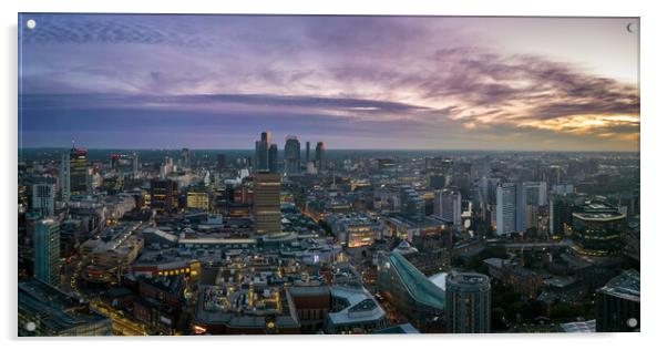 Manchester Dusk Acrylic by Apollo Aerial Photography