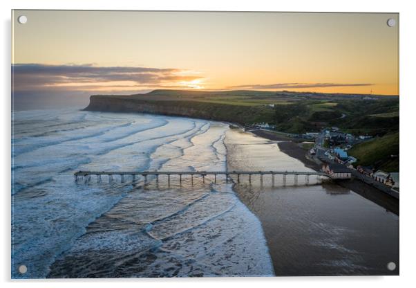 Sunrise at Saltburn by the Sea Acrylic by Apollo Aerial Photography