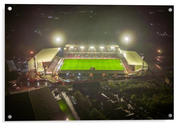 Oakwell on Match Night Acrylic by Apollo Aerial Photography