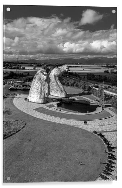 The Kelpies  Acrylic by Apollo Aerial Photography