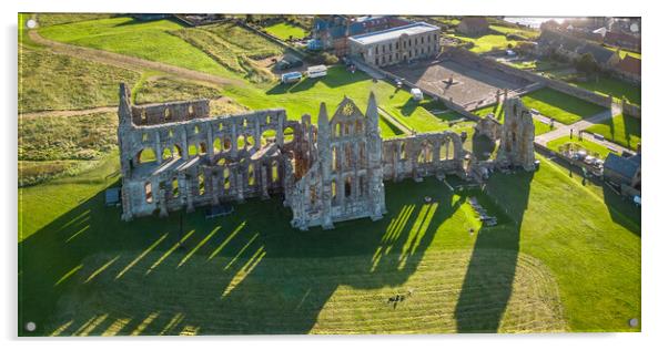 Whitby Abbey shadows  Acrylic by Apollo Aerial Photography
