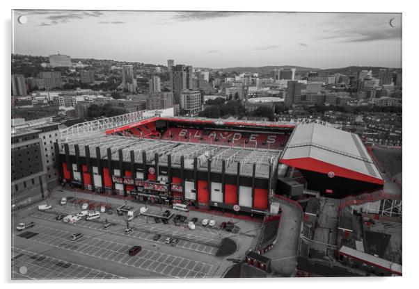 Bramall Lane Red Acrylic by Apollo Aerial Photography