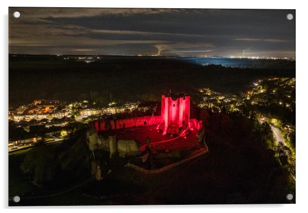 Conisbrough Castle Red Acrylic by Apollo Aerial Photography