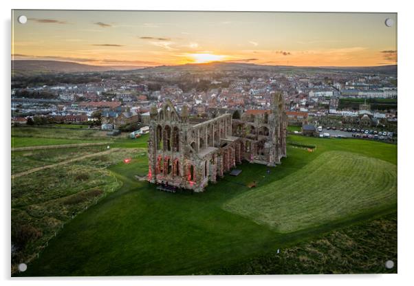 Whitby Abbey Sunset Acrylic by Apollo Aerial Photography