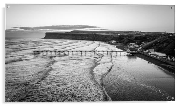 Saltburn Black and White Acrylic by Apollo Aerial Photography