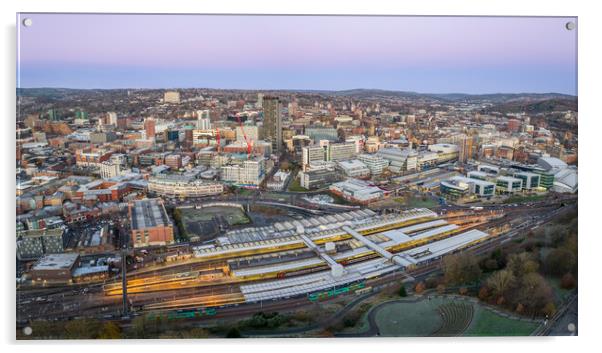Sheffield City Morning Acrylic by Apollo Aerial Photography