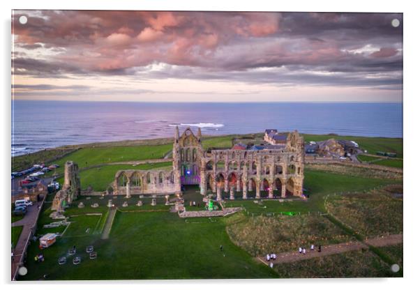 Whitby Abbey Sunset Acrylic by Apollo Aerial Photography