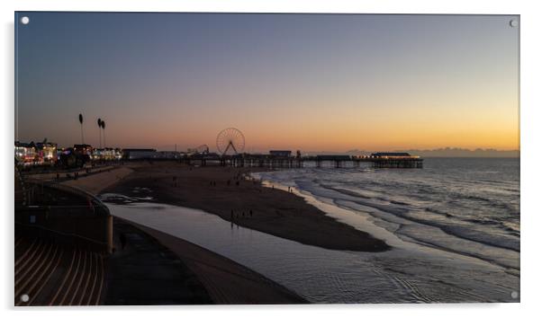 Blackpool Sunset Acrylic by Apollo Aerial Photography