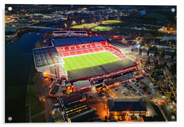 The City Ground at Night Acrylic by Apollo Aerial Photography