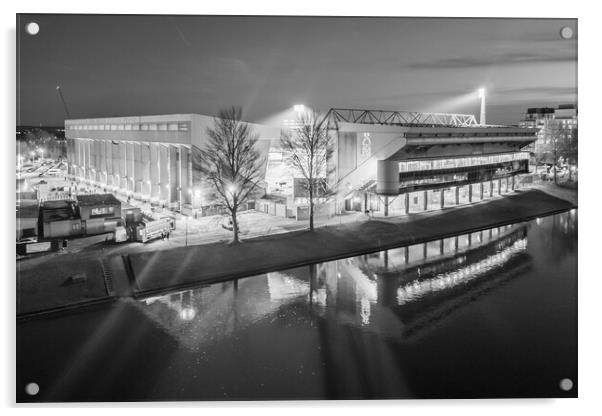 The City Ground BW Acrylic by Apollo Aerial Photography