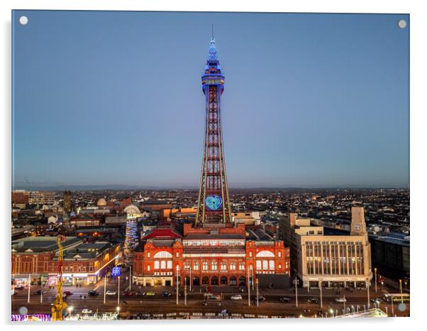 Blackpool Tower at Dusk Acrylic by Apollo Aerial Photography