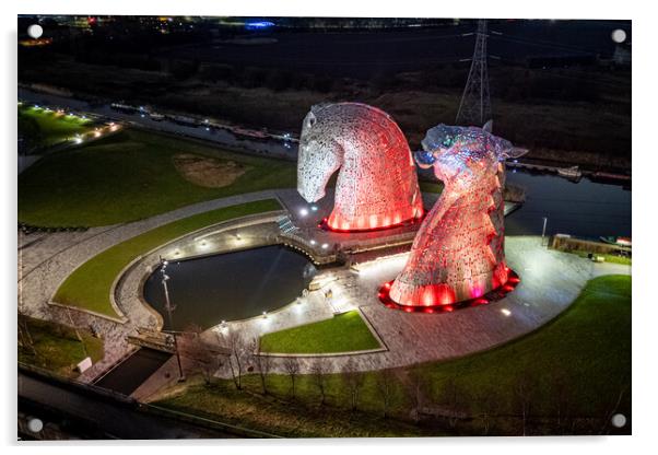 The Kelpies Falkirk Acrylic by Apollo Aerial Photography